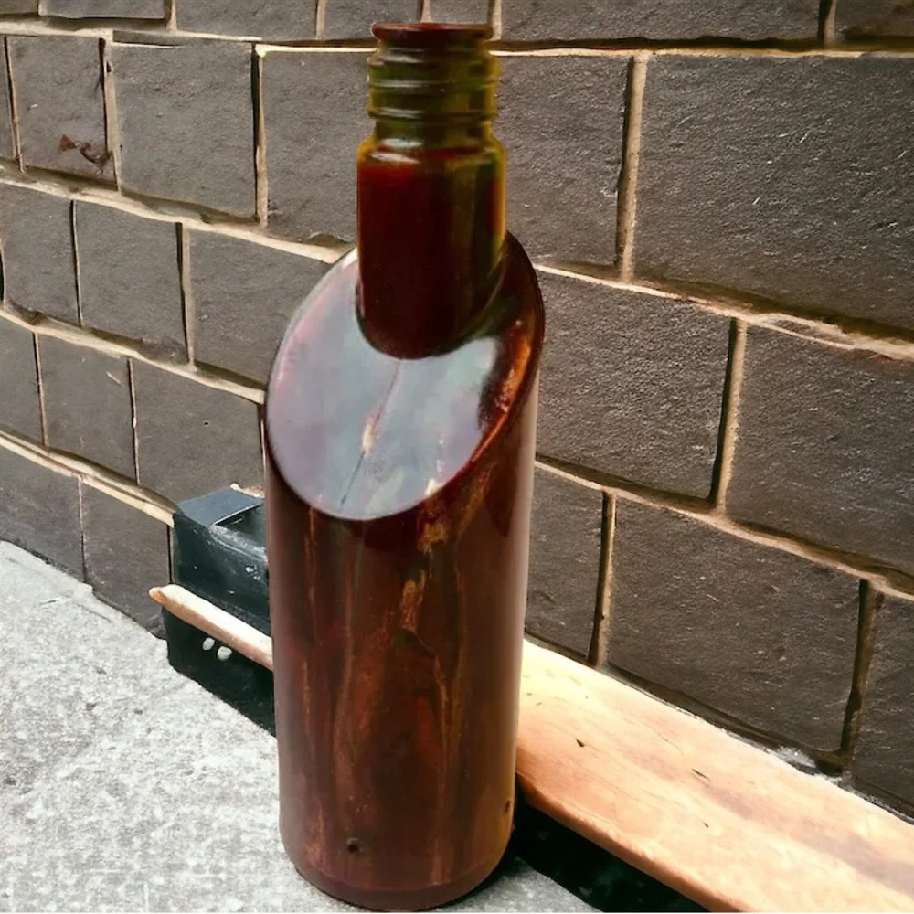 Glass Bottle Unique Inside Drip Painted Signed & Dated By Artist Collectibles